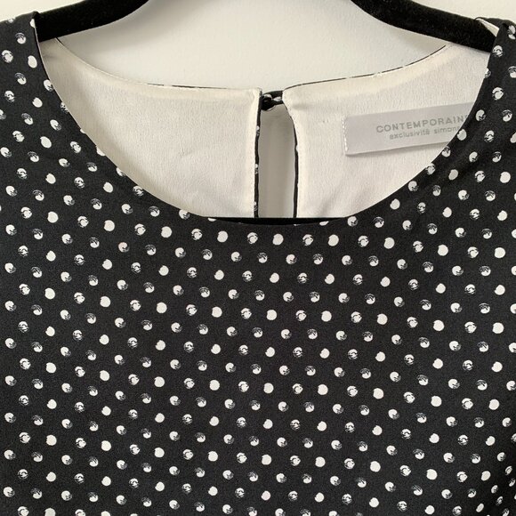 Contemporaine by Simons | Layered Blouse short-sleeve size Small black white - Picture 4 of 11